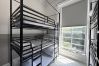 Cozy bunk beds in the 9-person female dorm at Haymarket Hostel, Edinburgh